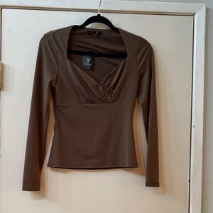 Marciano Women's Chocolate Long Sleeve Top